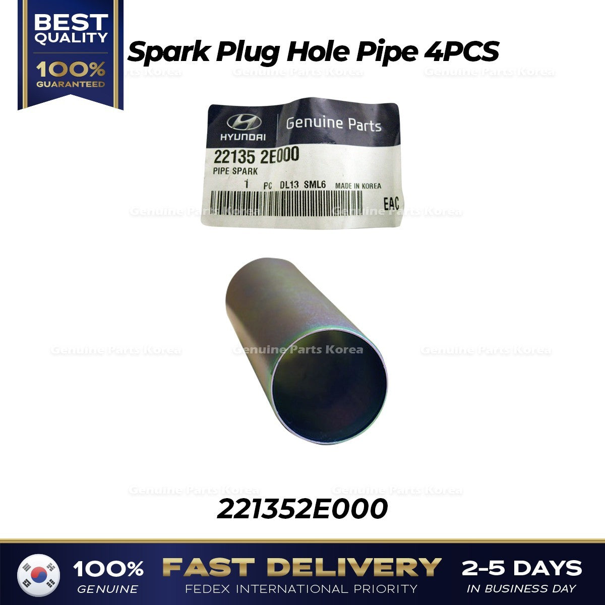 Genuine Spark Plug Hole Pipe 4PCS 221352E000 for Hyundai Elantra Kia Forte