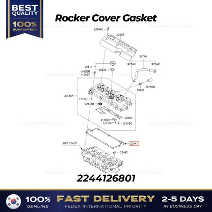 Genuine Rocker Cover Gasket 2244126801 for Hyundai Accent Kia Rio
