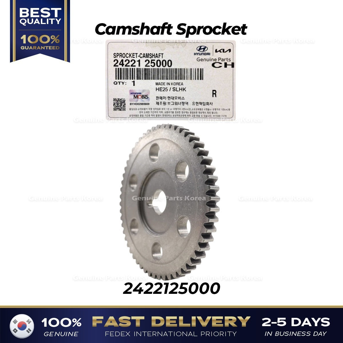 Genuine Camshaft Sprocket 2422125000 for Hyundai Sonata Kia Forte
