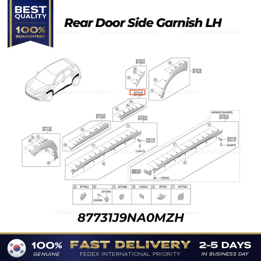 Genuine Rear Door Side Garnish LH 87731J9NA0MZH for Hyundai Kona