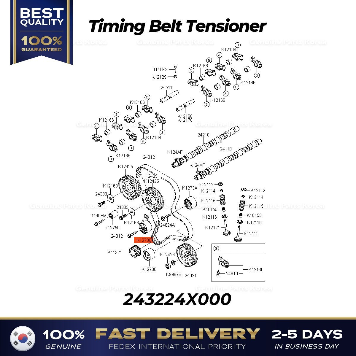 Genuine Timing Belt Tensioner 243224X000 for Kia K2900