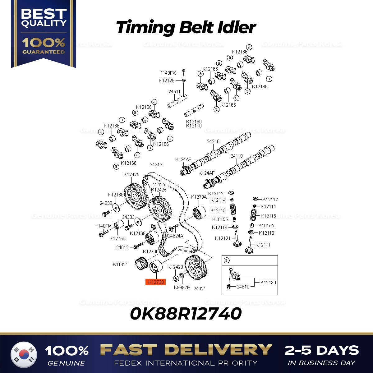 Genuine Timing Belt Idler 0K88R12740 for Kia K2900