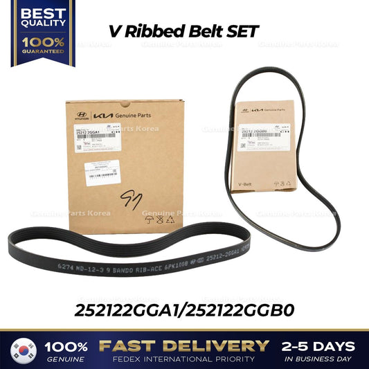 Genuine V Ribbed Belt SET 252122GGA1 252122GGB0 for Hyundai Santa Fe