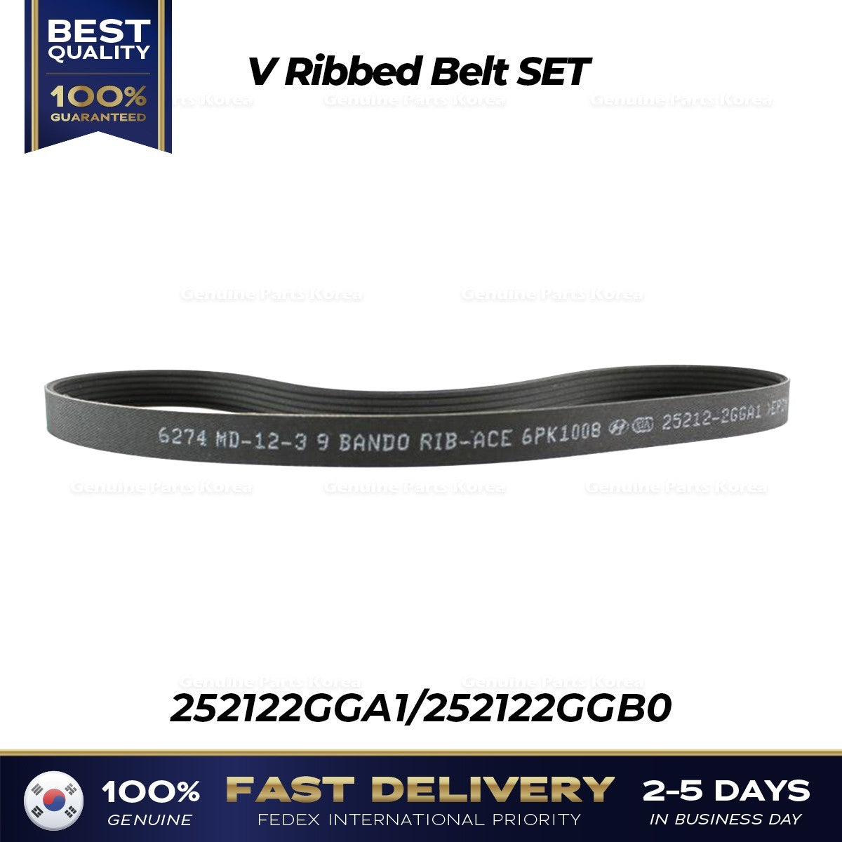 Genuine V Ribbed Belt SET 252122GGA1 252122GGB0 for Hyundai Santa Fe