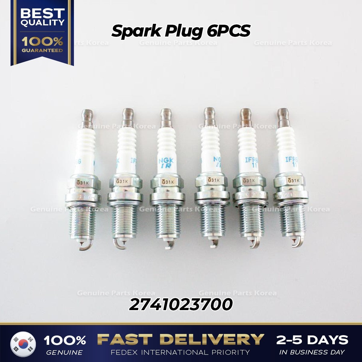 Genuine Spark Plug 6PCS 2741023700 for Hyundai Elantra Tucson Kia Sedona