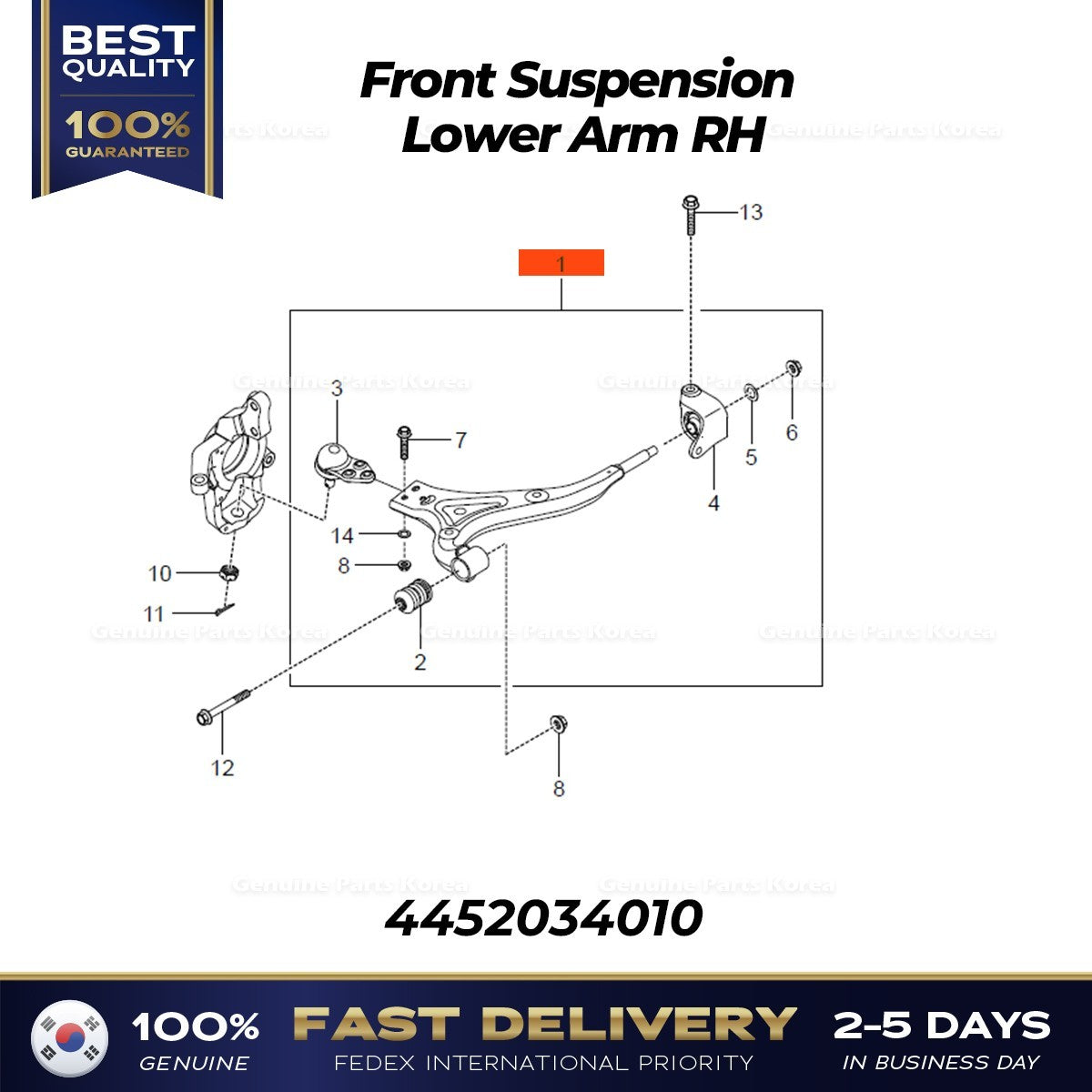 Genuine Suspension Lower Arm RH 4452034010 for Ssangyong Korando C