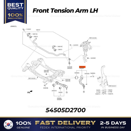 GenuineFront Tension Arm LH 54505D2700 for Hyundai Genesis G90
