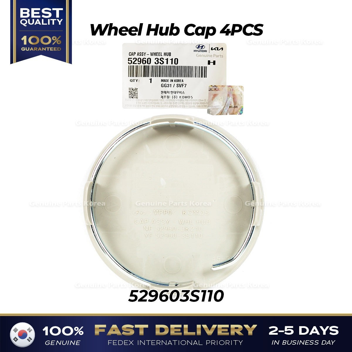 Genuine Wheel Hub Cap 4PCS 529603S110 for Hyundai Azera Elantra Kona