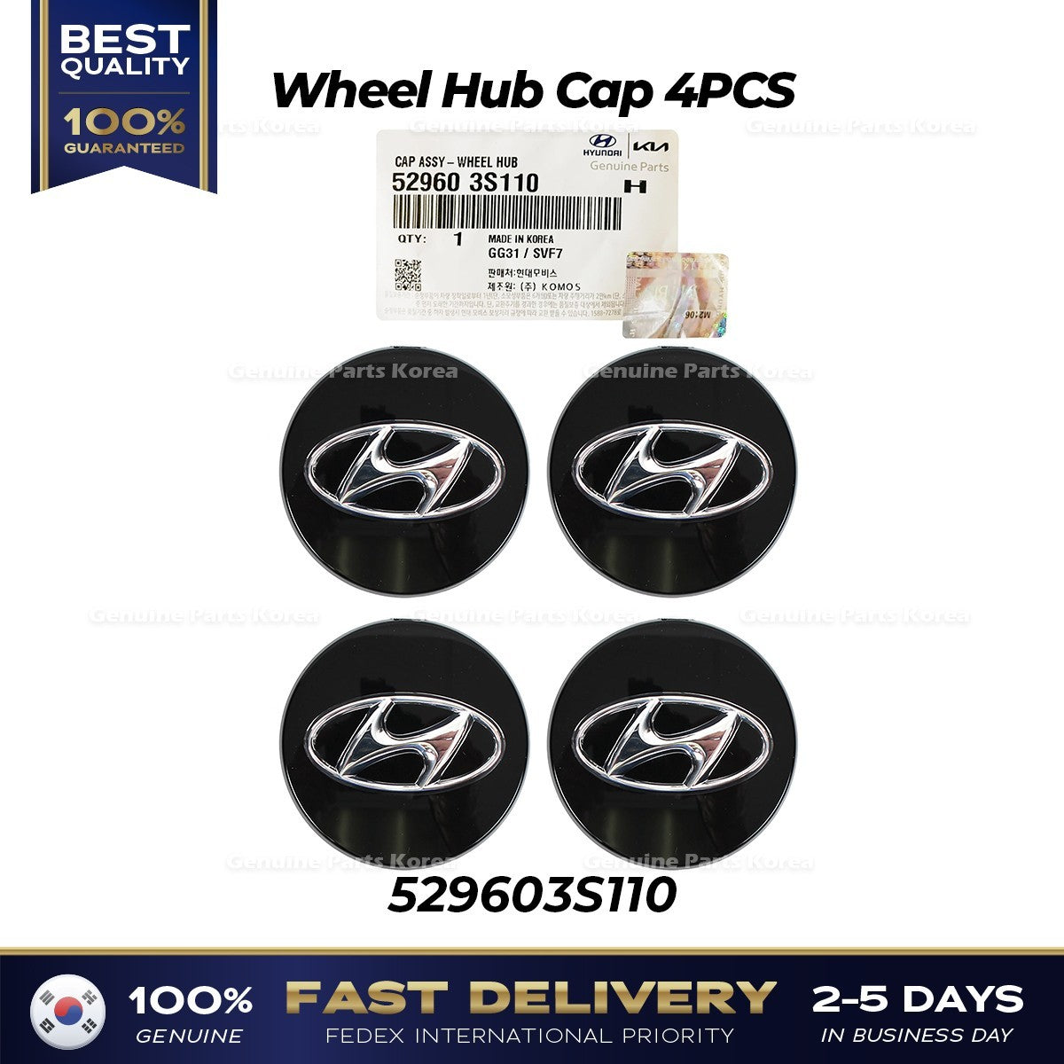 Genuine Wheel Hub Cap 4PCS 529603S110 for Hyundai Azera Elantra Kona
