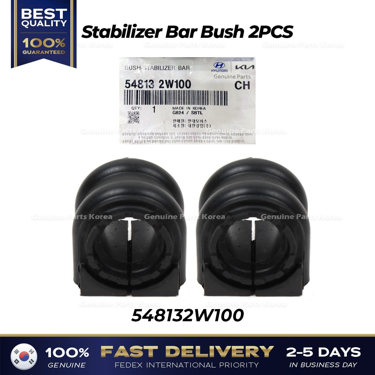 Genuine Stabilizer Bar Bush 2PCS 548132W100 for Hyundai Santa Fe Kia Sedona