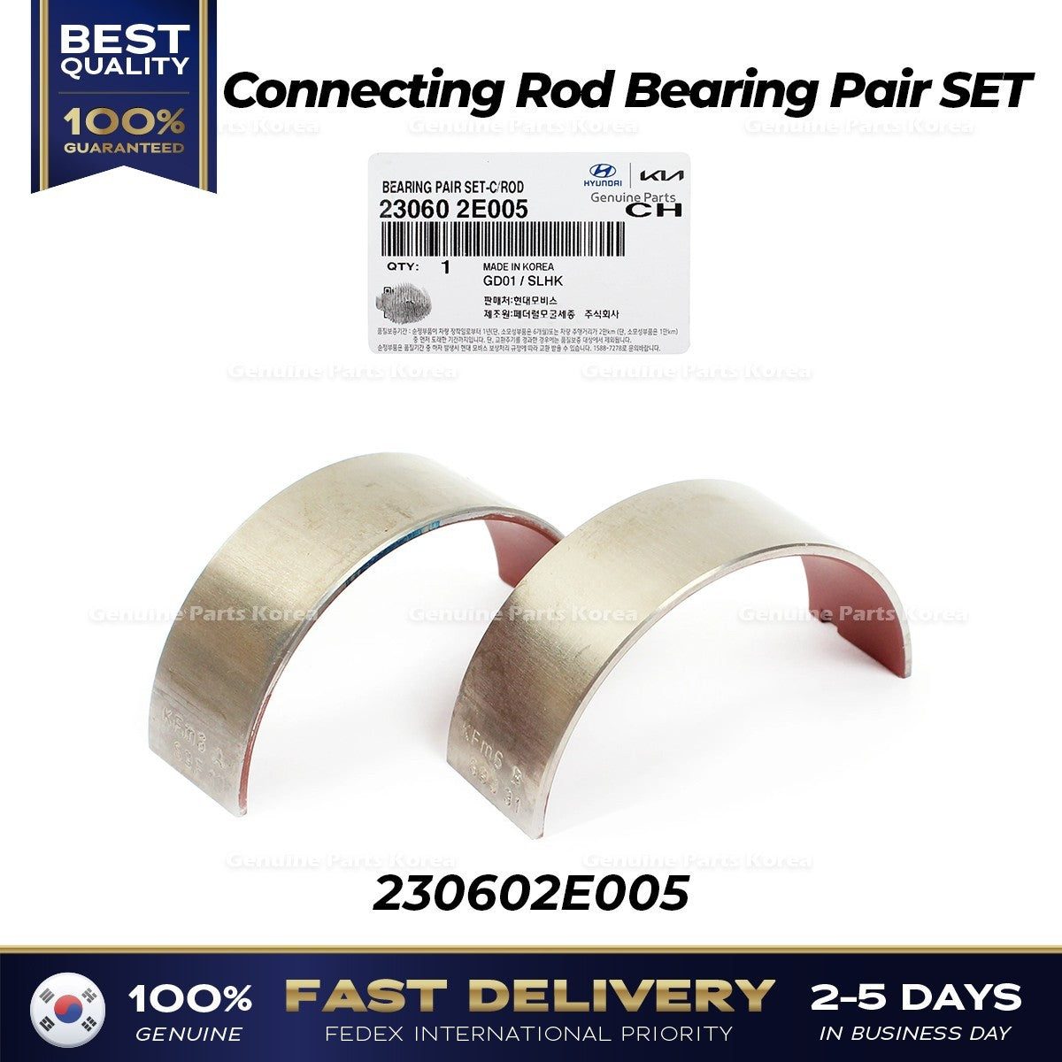 Genuine Connecting Rod Bearing Pair SET 230602E005 for Hyundai Elantra Kona