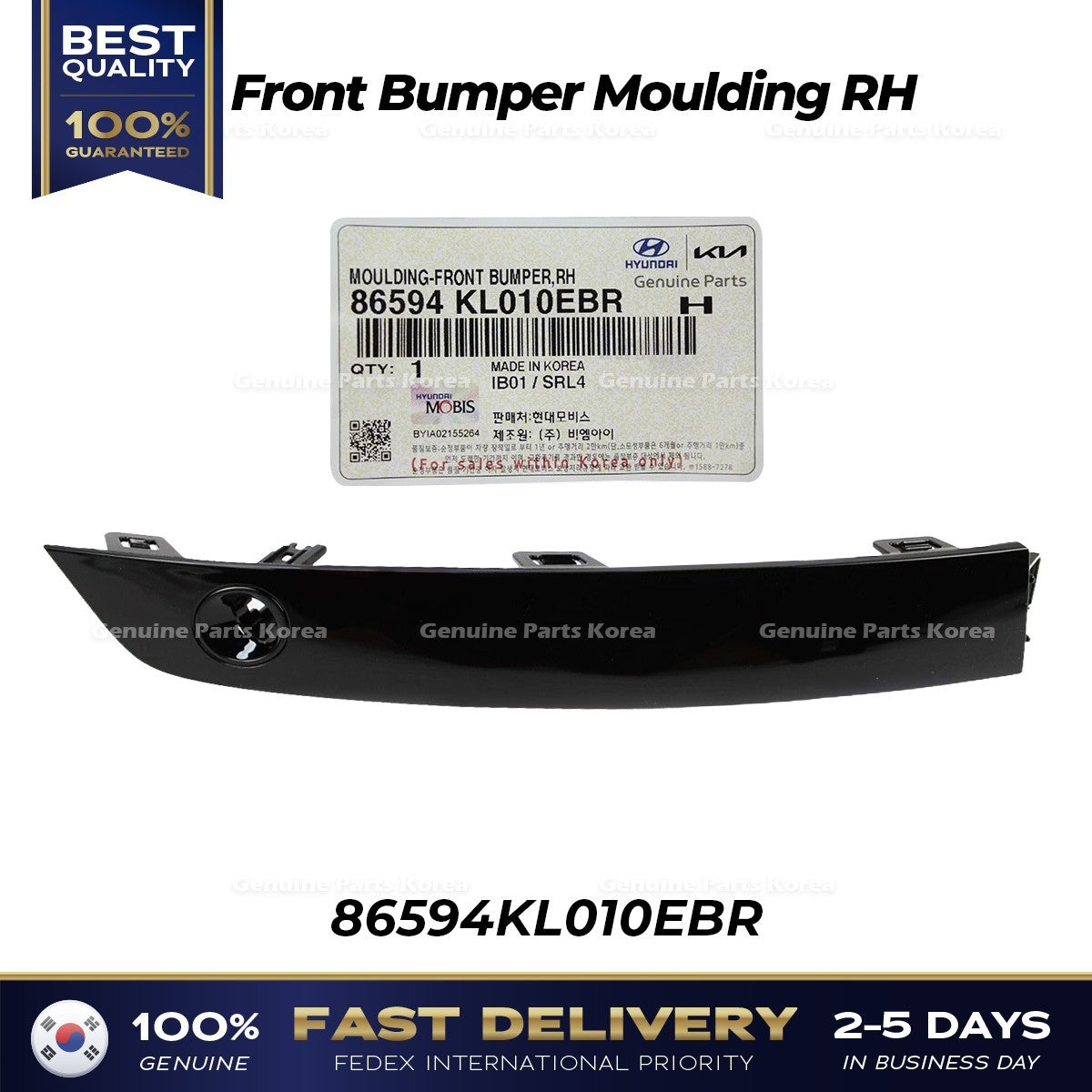 Genuine Front Bumper Moulding RH 86594KL010EBR for Hyundai Ioniq 6