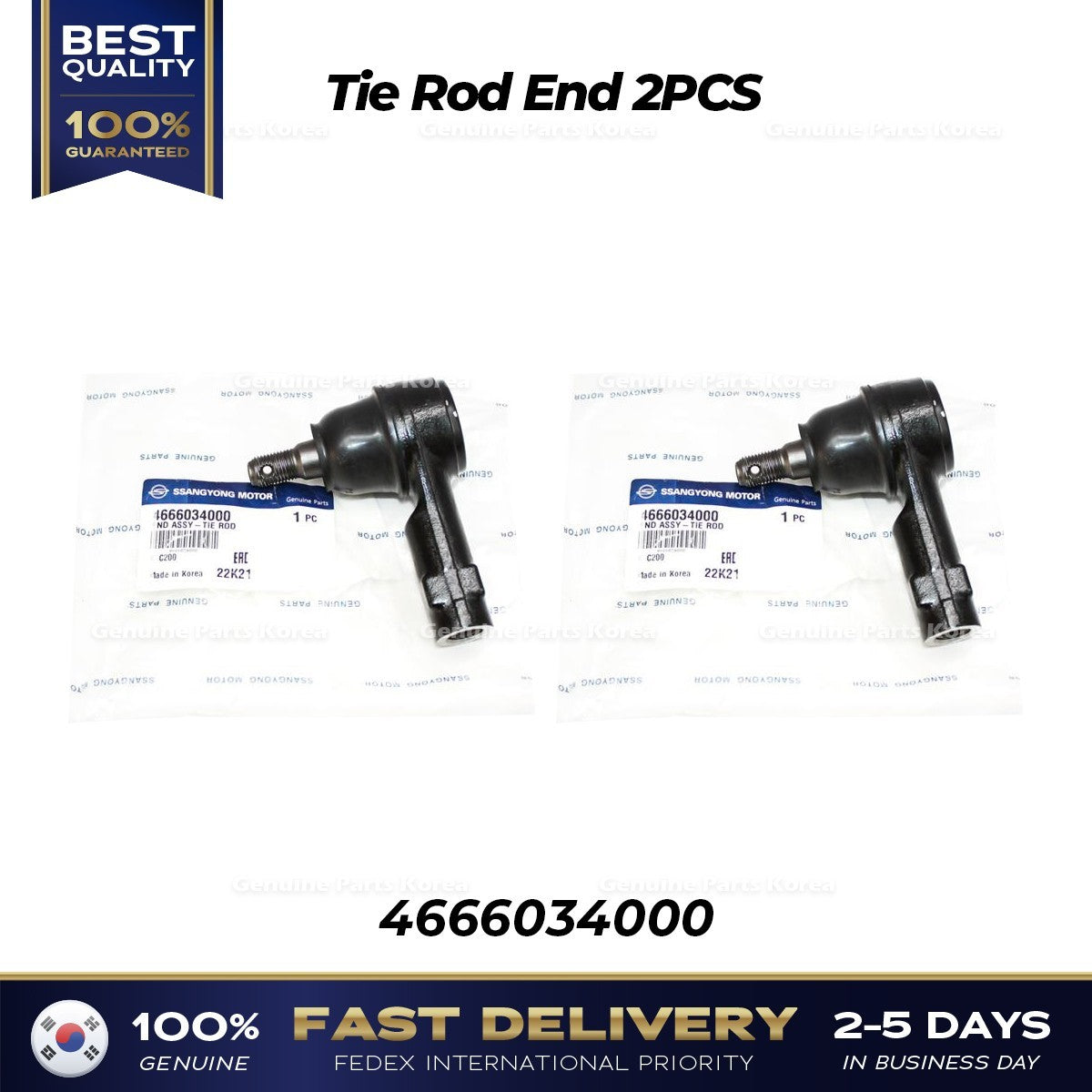 Genuine Tie Rod End 2PCS 4666034000 for Ssangyong Korando C