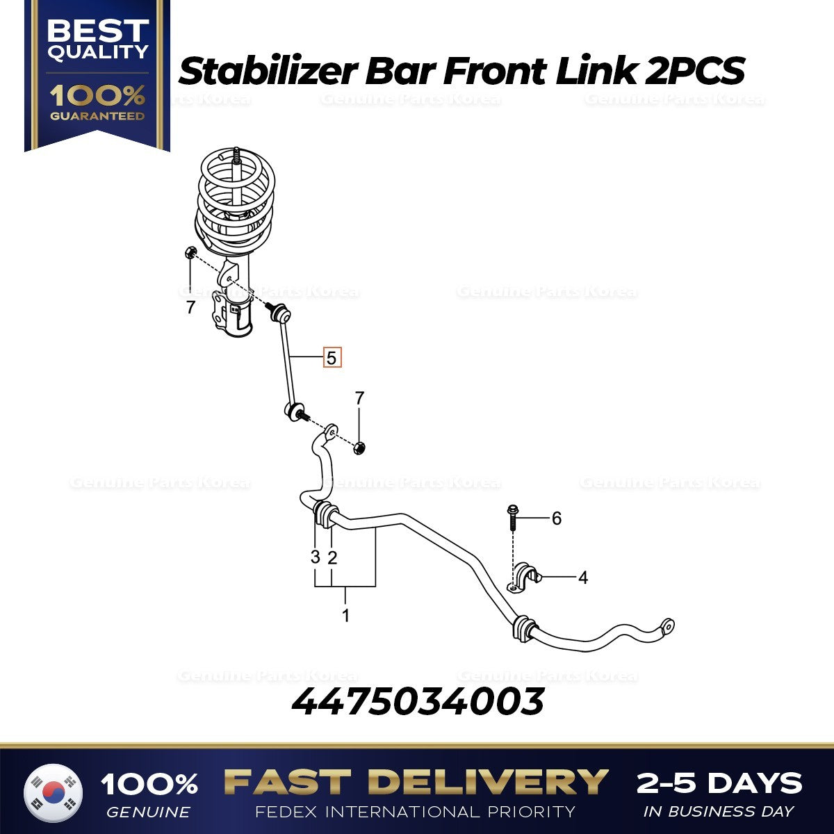 Genuine Stabilizer Bar Front Link 2PCS 4475034003 for Ssangyong Korando C