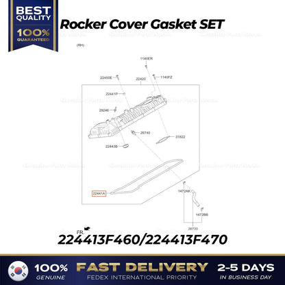 Genuine Rocker Cover Gasket SET 224413F460 224413F470 for Hyundai Genesis