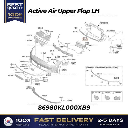 Genuine Active Air Upper Flap LH 86980KL000XB9 for Hyundai Ioniq 6