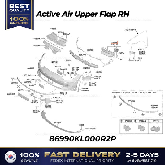 Genuine Active Air Upper Flap RH 86990KL000R2P for Hyundai Ioniq 6