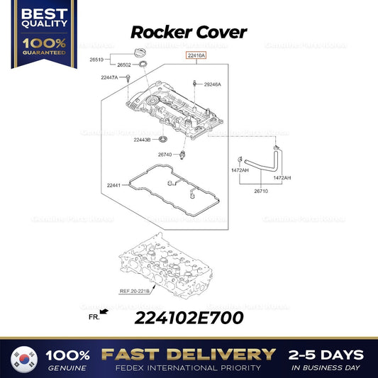 Genuine Rocker Cover 224102E700 for Hyundai Elantra Kona Kia Forte