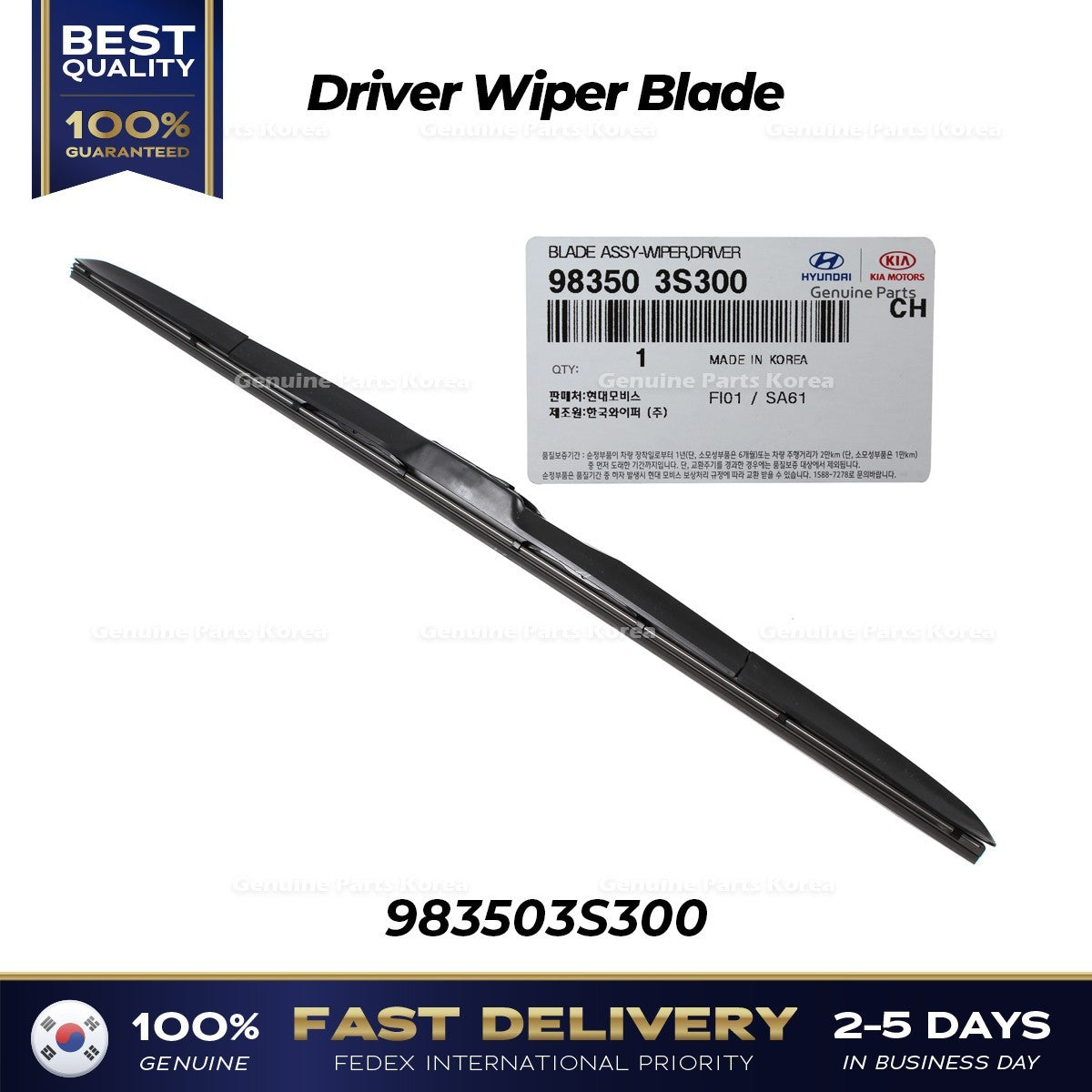 Genuine Driver Wiper Blade 983503S300 for Hyundai Accent Kona Kia Cadenza