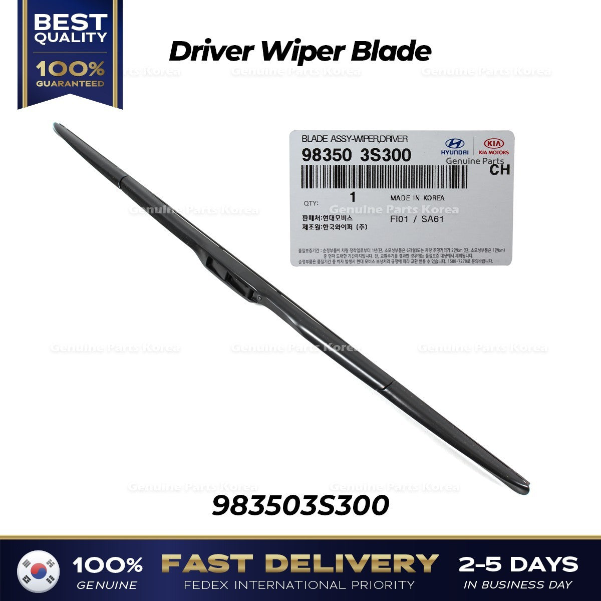 Genuine Driver Wiper Blade 983503S300 for Hyundai Accent Kona Kia Cadenza