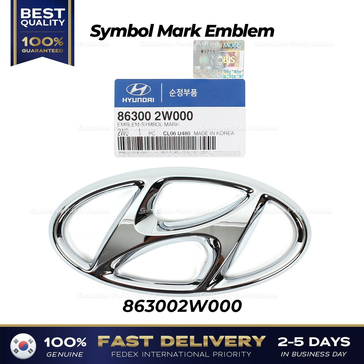 Genuine Symbol Mark Emblem 863002W000 for Hyundai Santa Fe