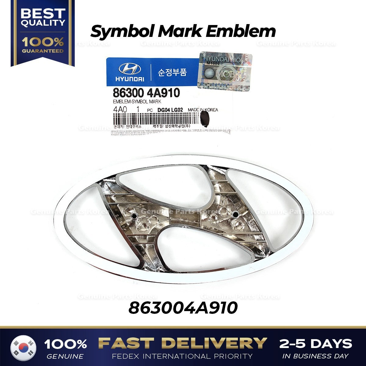 Genuine Symbol Mark Emblem 863004A910 for Hyundai Santa Fe Sonata