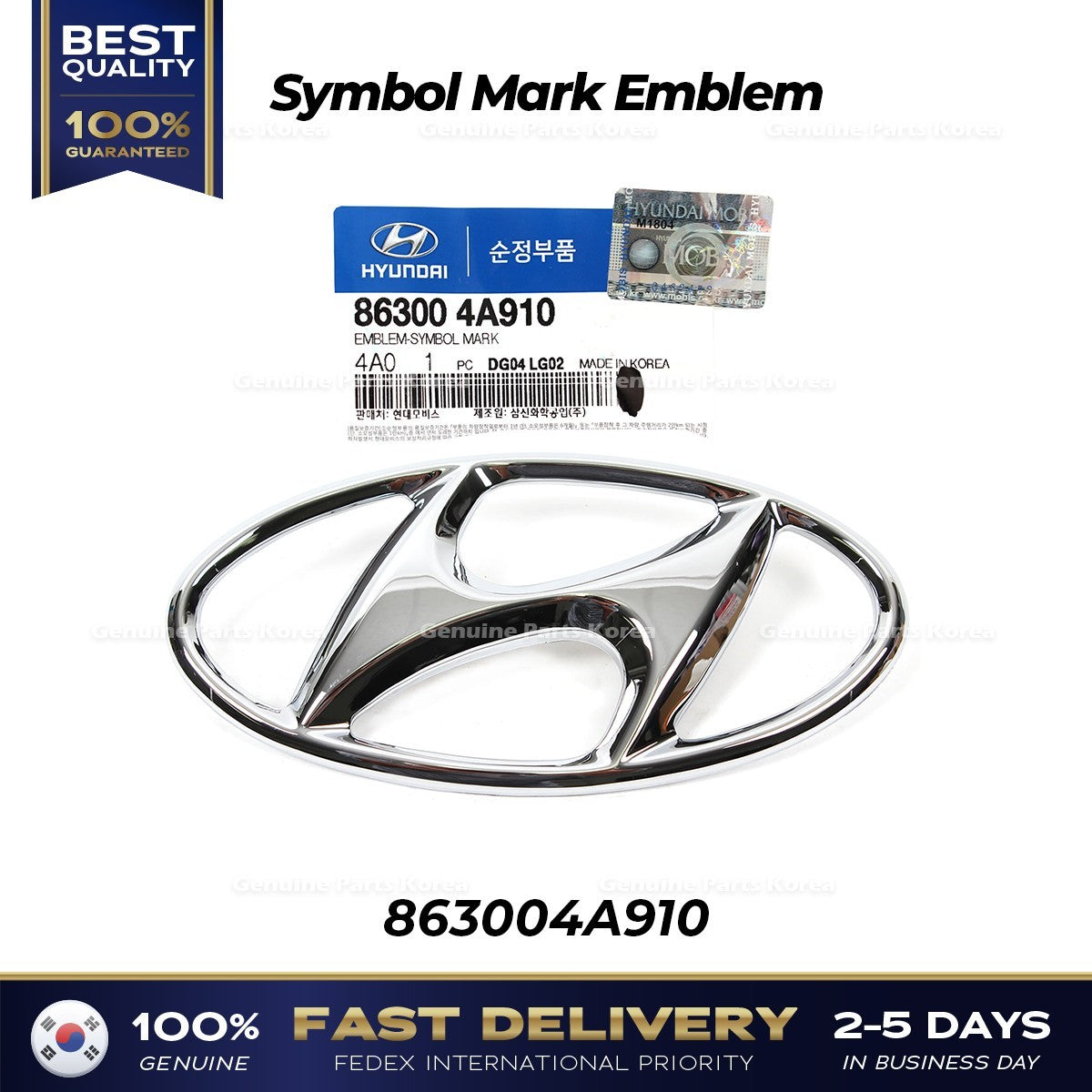 Genuine Symbol Mark Emblem 863004A910 for Hyundai Santa Fe Sonata