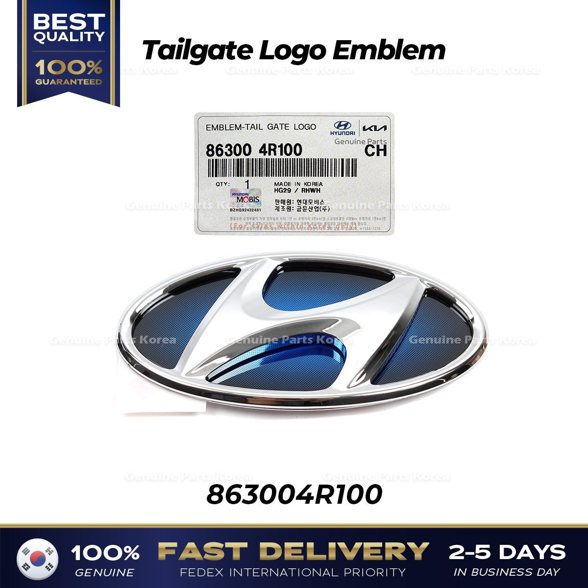 Genuine Tailgate Logo Emblem 863004R100 for Hyundai Sonata Hybrid