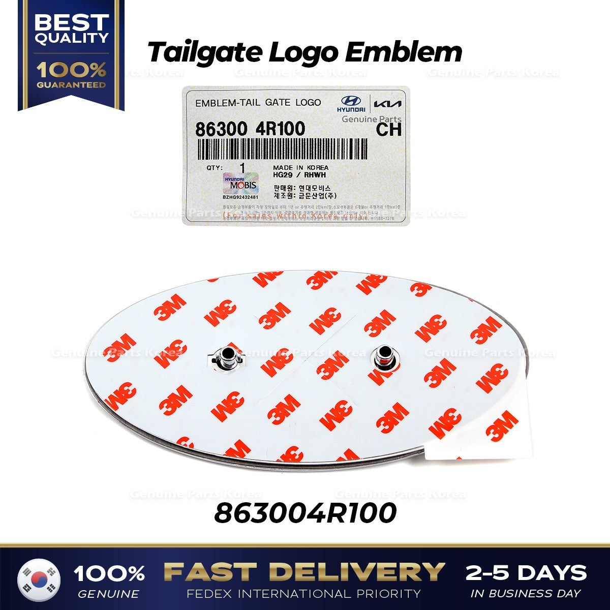Genuine Tailgate Logo Emblem 863004R100 for Hyundai Sonata Hybrid