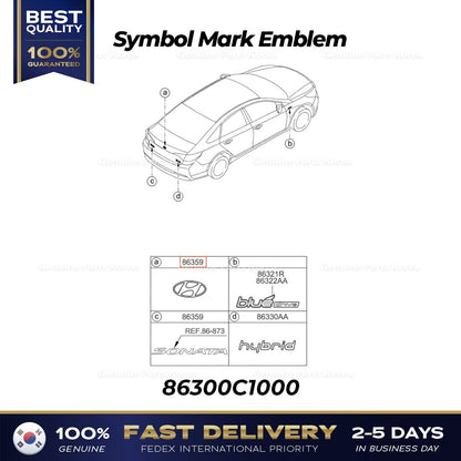 Genuine Symbol Mark Emblem 86300C1000 for Hyundai Sonata