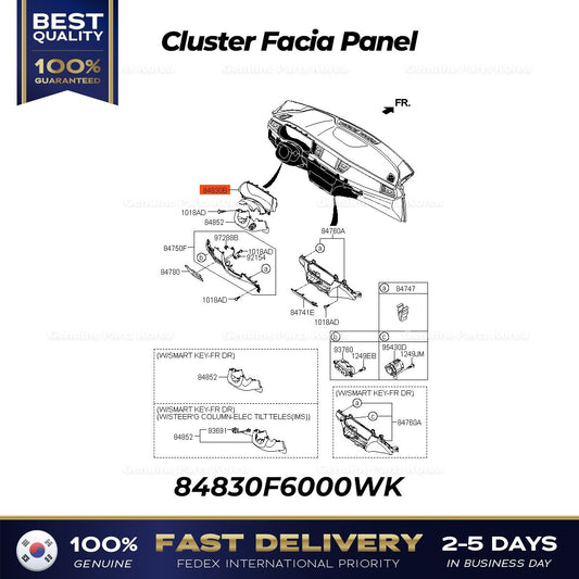 Genuine Cluster Facia Panel 84830F6000WK for Kia Cadenza K7