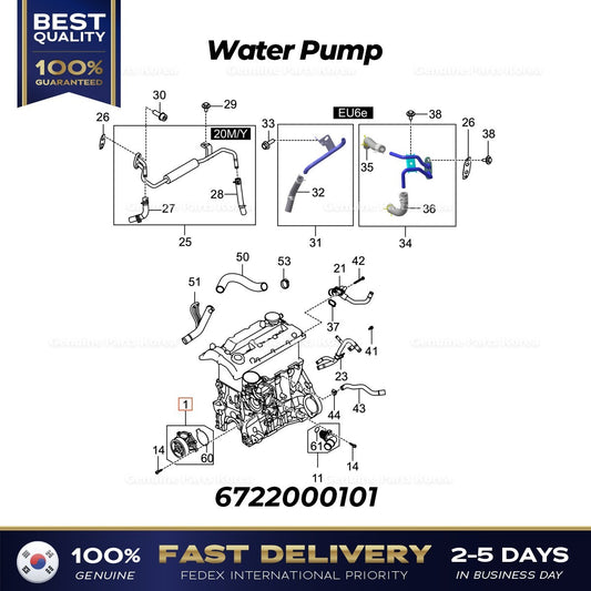 Genuine Water Pump 6722000101 for Ssangyong Rexton G4