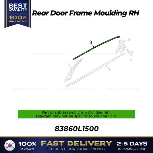Genuine Rear Door Frame Moulding RH 83860L1500 for Hyundai Sonata