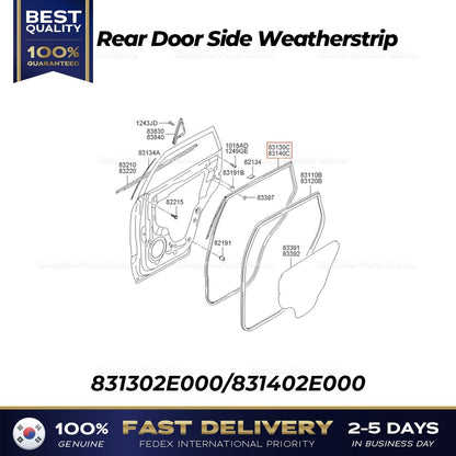 Genuine Rear Door Side Weatherstrip 831302E000 831402E000 for Hyundai Tucson
