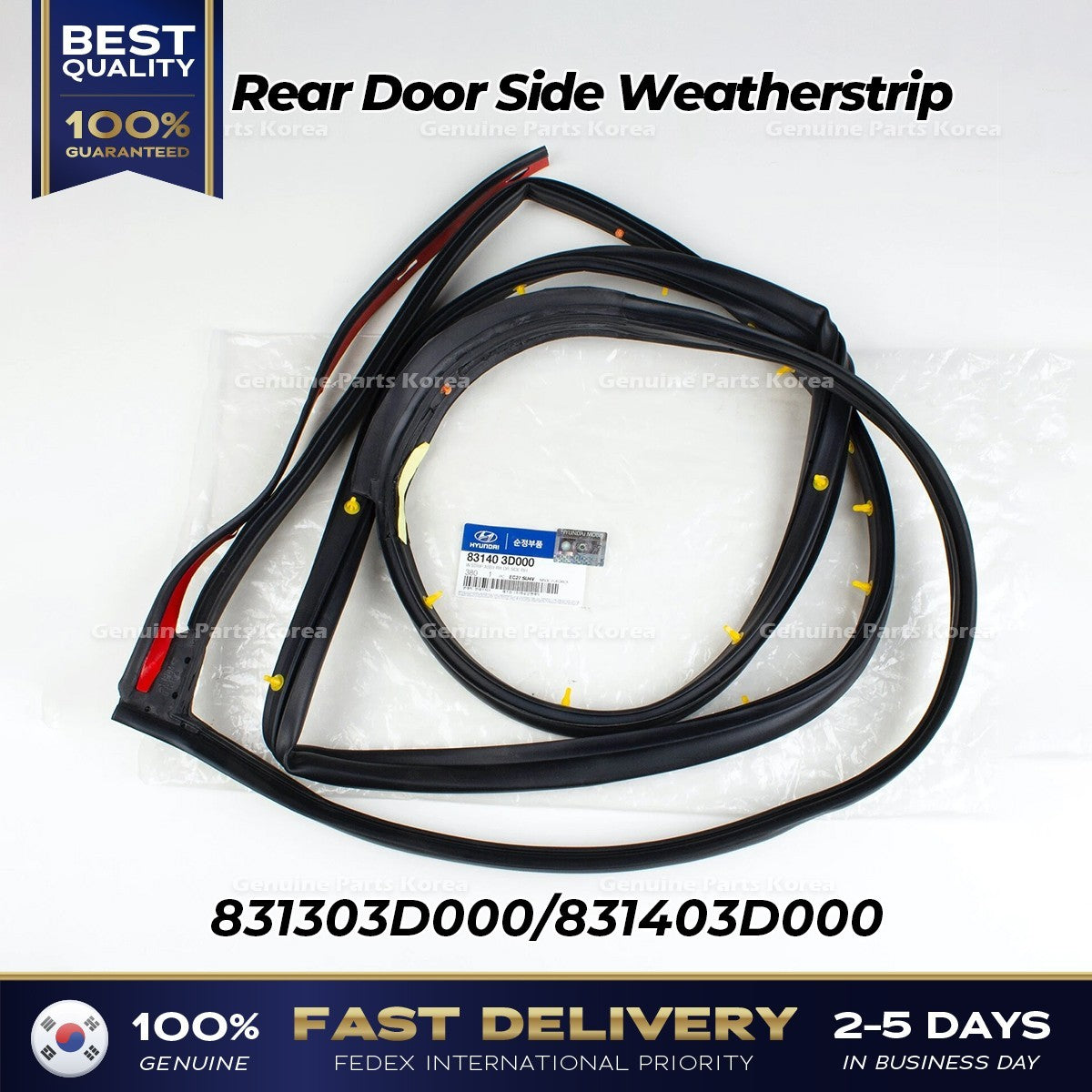 Genuine Rear Door Side Weatherstrip 831303D000 831403D000 for Hyundai Sonata