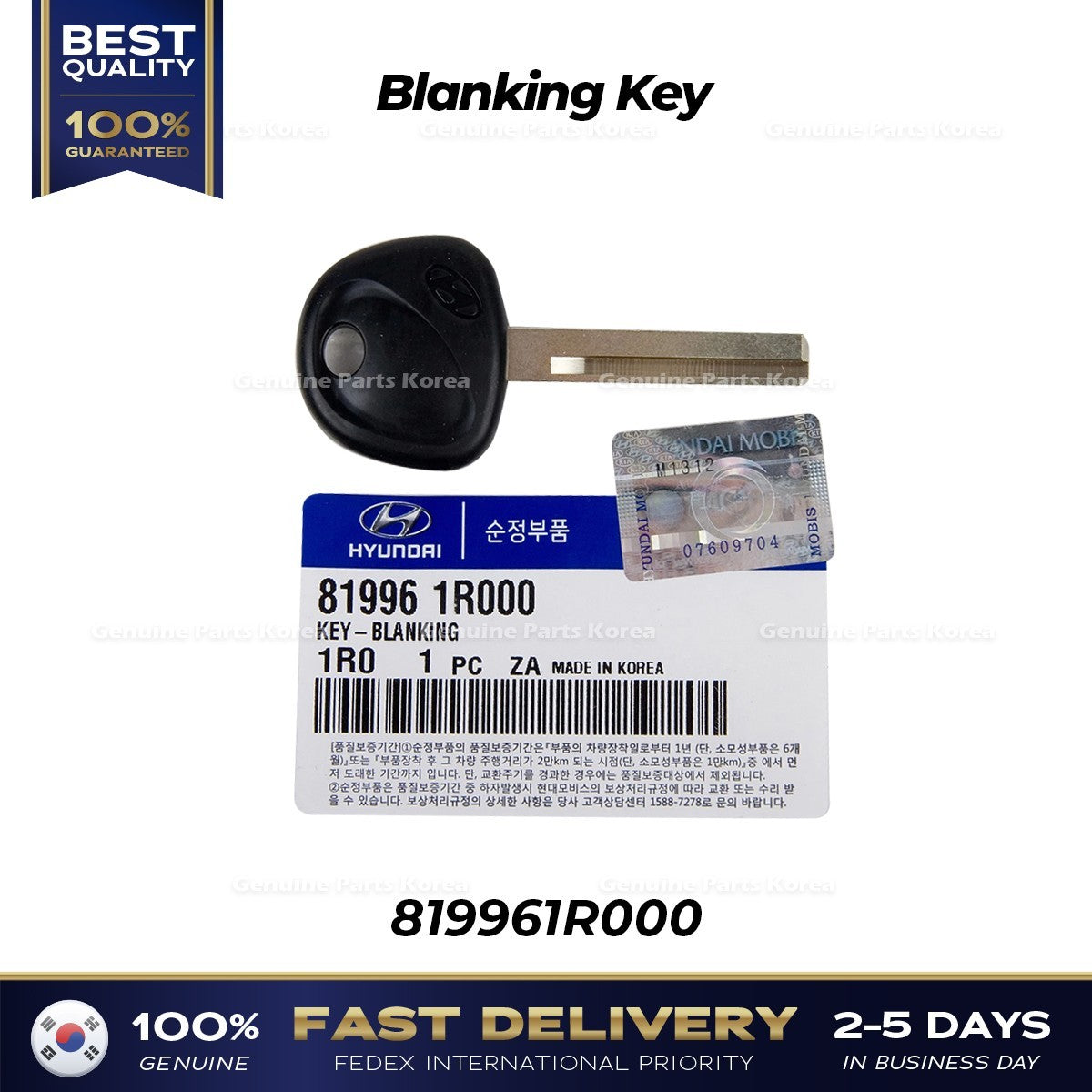 Genuine Blanking Key 819961R000 for Hyundai Accent Elantra GT Veloster