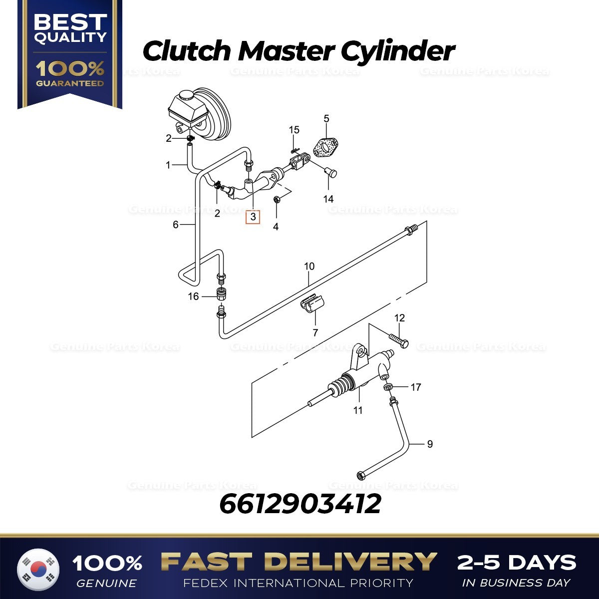 Genuine Clutch Master Cylinder 6612903412 for Ssangyong Istana