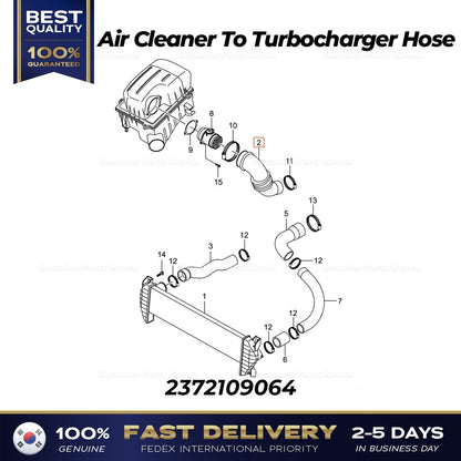 Genuine Air Cleaner To Turbocharger Hose 2372109064 for Ssangyong Kyron