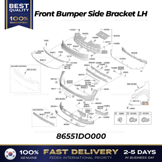 Genuine Front Bumper Side Bracket LH 86551DO000 for Kia EV9