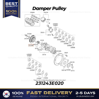 Genuine Damper Pulley 231243E020 for Hyundai Santa Fe Kia Optima