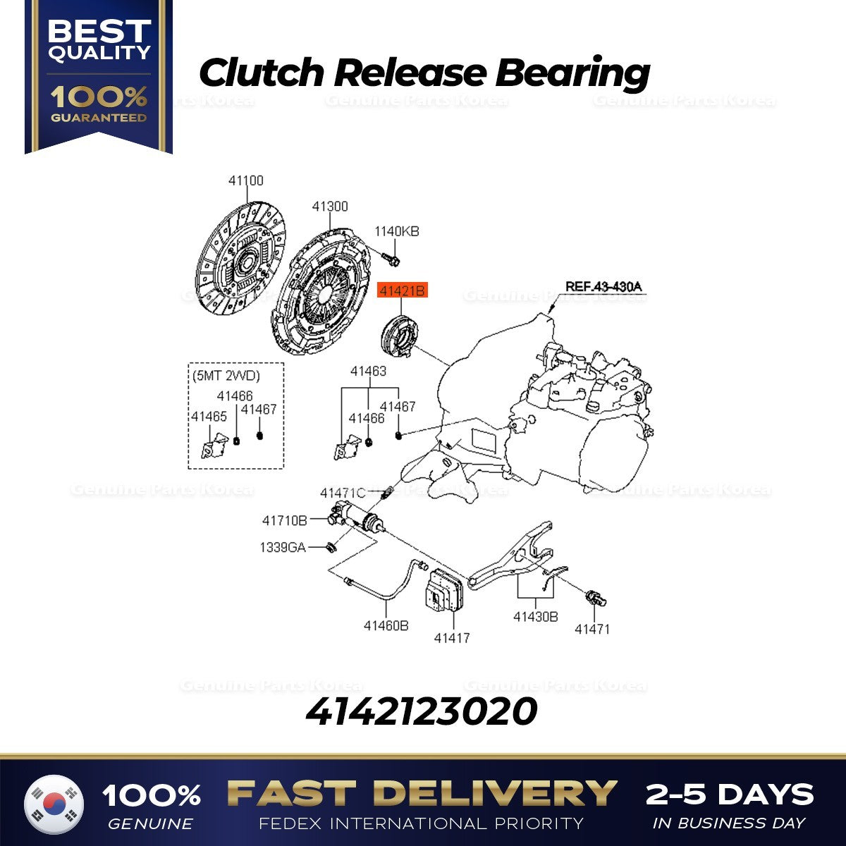 Genuine Clutch Release Bearing 4142123020 for Kia Cerato Forte