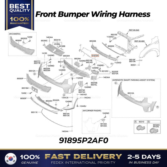 Genuine Front Bumper Wiring Harness 91895P2AF0 for Kia Sorento