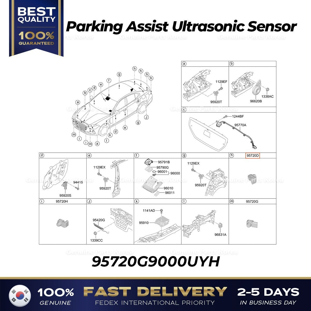 Genuine Parking Assist Ultrasonic Sensor 95720G9000UYH for Hyundai Genesis G70