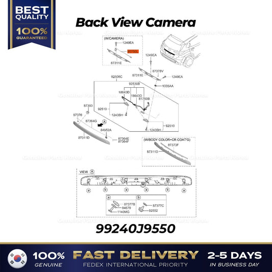 Genuine Back View Camera 99240J9550 for Hyundai Kona
