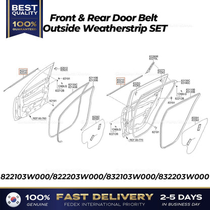 Genuine Front & Rear Door Belt Outside Weatherstrip SET for Kia Sportage