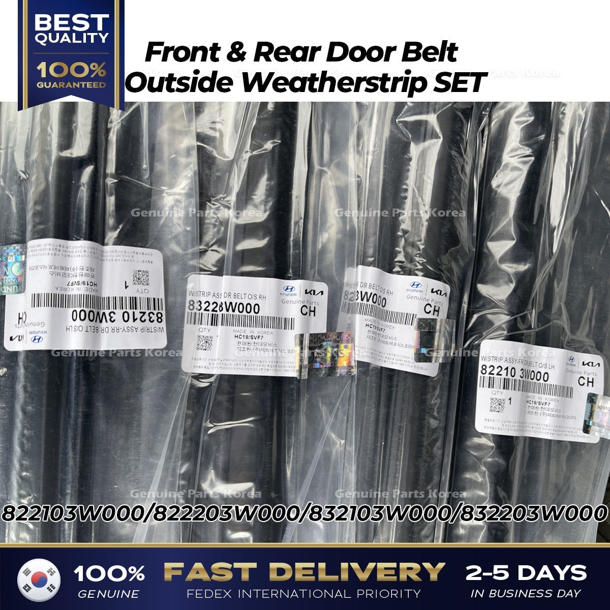 Genuine Front & Rear Door Belt Outside Weatherstrip SET for Kia Sportage