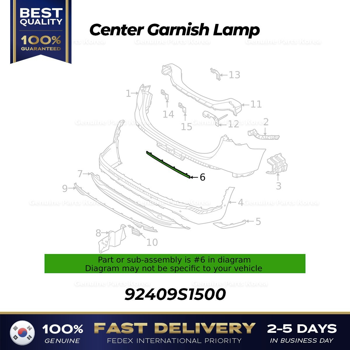 Genuine Center Garnish Lamp 92409S1500 for Hyundai Santa Fe