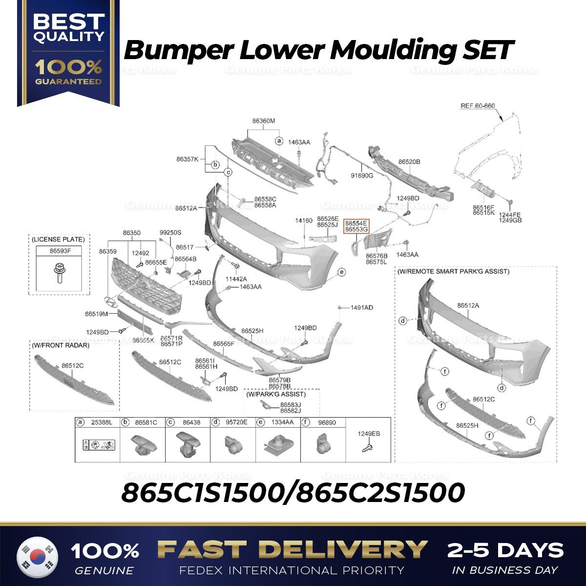 Genuine Bumper Lower Moulding SET for Hyundai Santa Fe Hybrid