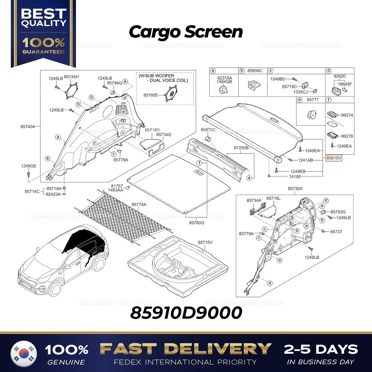 Genuine Cargo Screen 85910D9000 for Kia Sportage