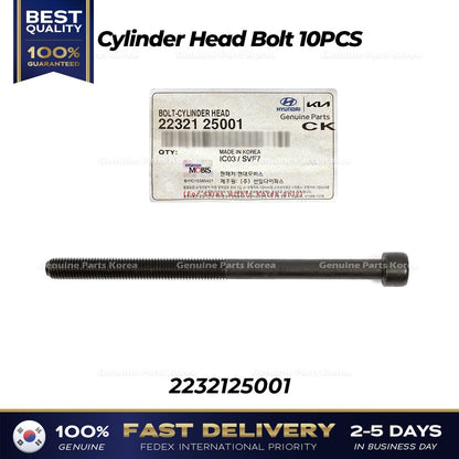 Genuine Cylinder Head Bolt 10PCS 2232125001 for Hyundai Sonata Kia Forte